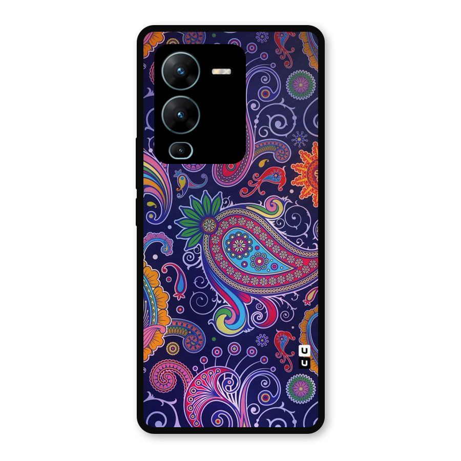 Mehendi Pattern Metal Back Case for Vivo V25 Pro