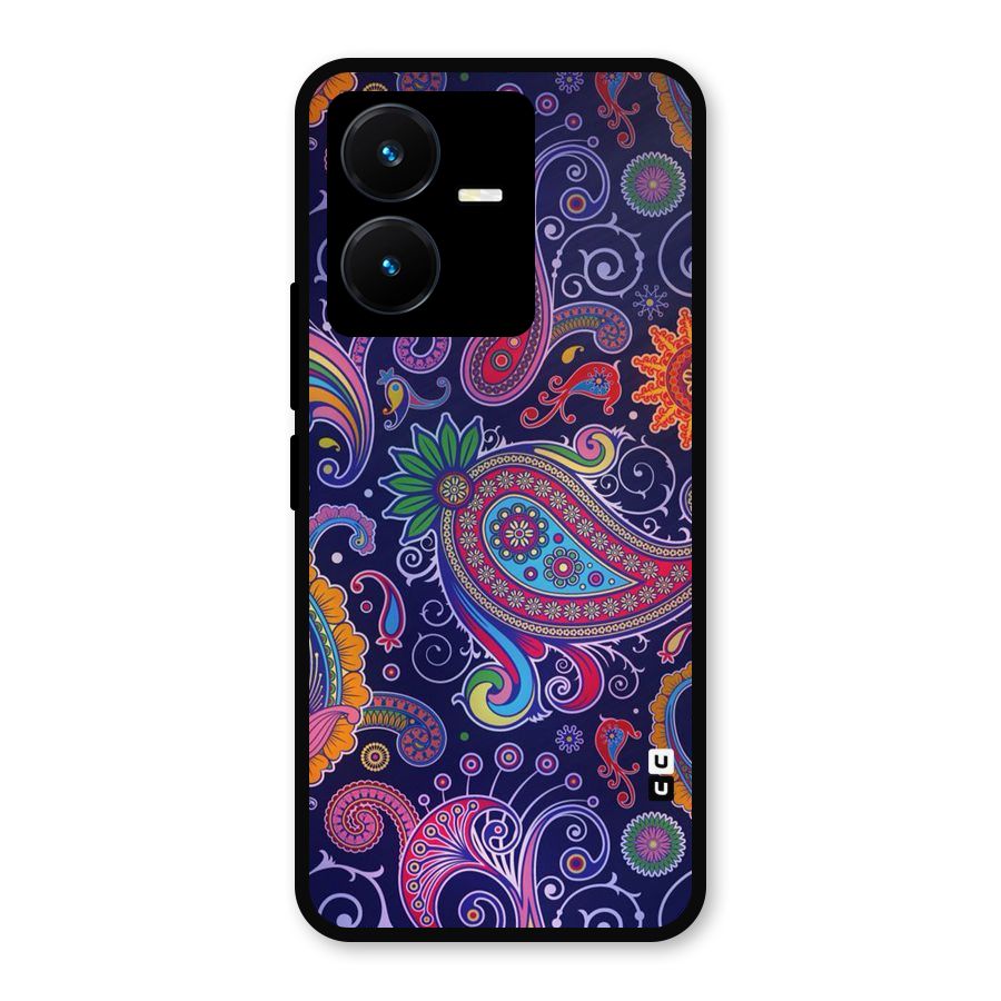 Mehendi Pattern Metal Back Case for Vivo Y22