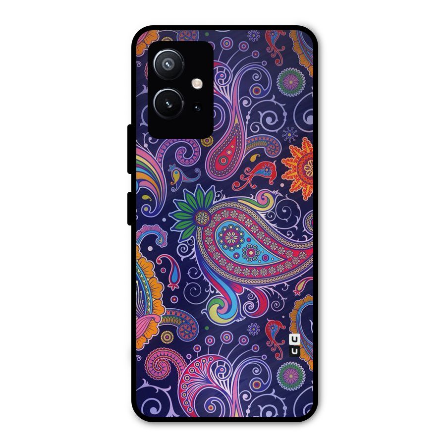 Mehendi Pattern Metal Back Case for Vivo Y75 5G