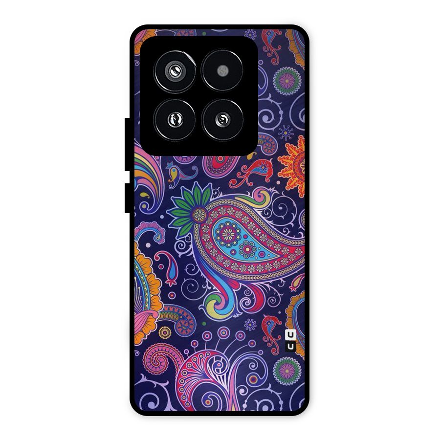 Mehendi Pattern Metal Back Case for Xiaomi 14 Pro