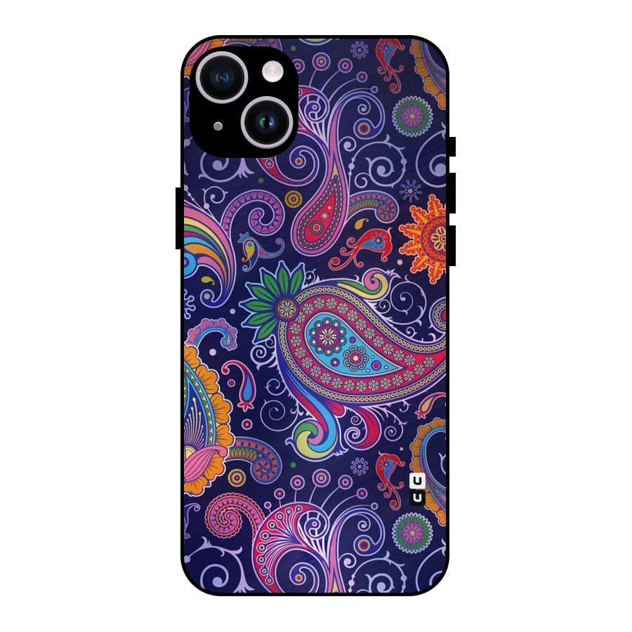 Mehendi Pattern Metal Back Case for iPhone 14 Plus