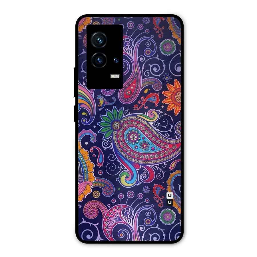 Mehendi Pattern Metal Back Case for iQOO 9 5G