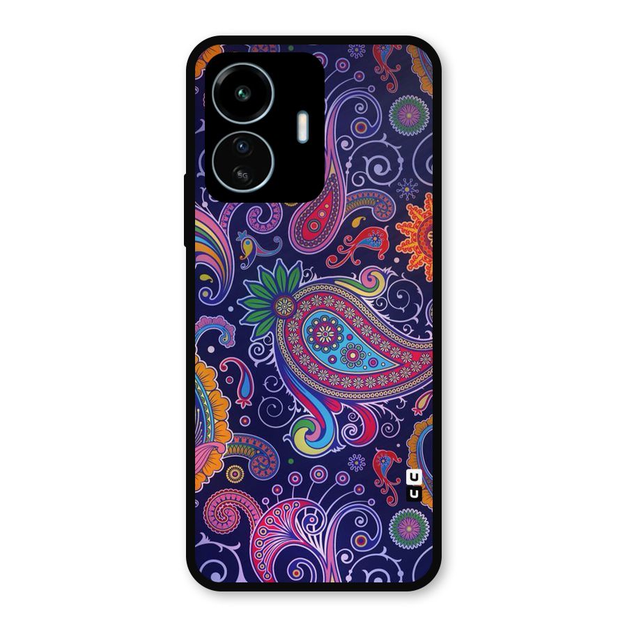 Mehendi Pattern Metal Back Case for vivo iQOO Z6 Lite 5G
