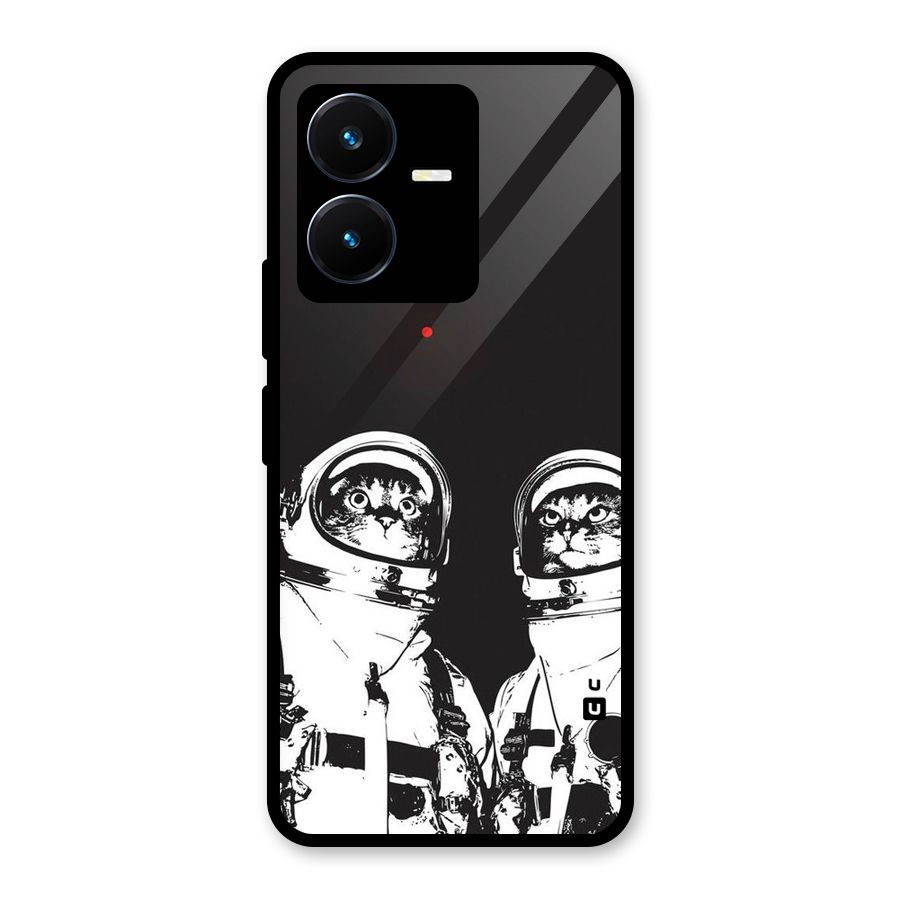 Meow Moon Glass Back Case for Vivo Y22s
