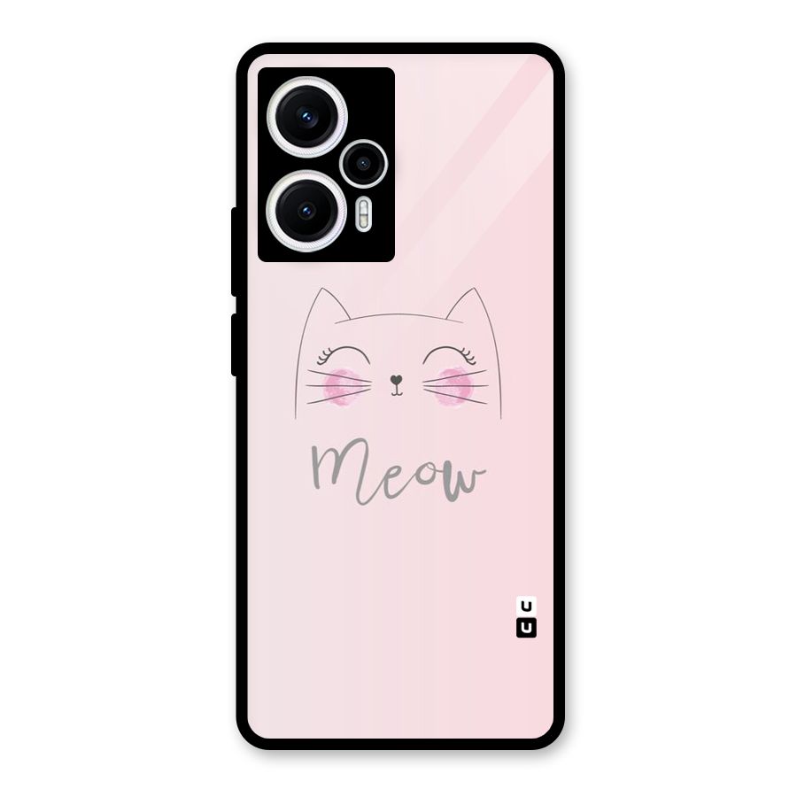 Meow Pink Glass Back Case for Poco F5