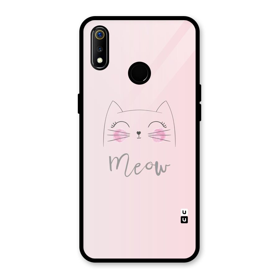 Meow Pink Glass Back Case for Realme 3i