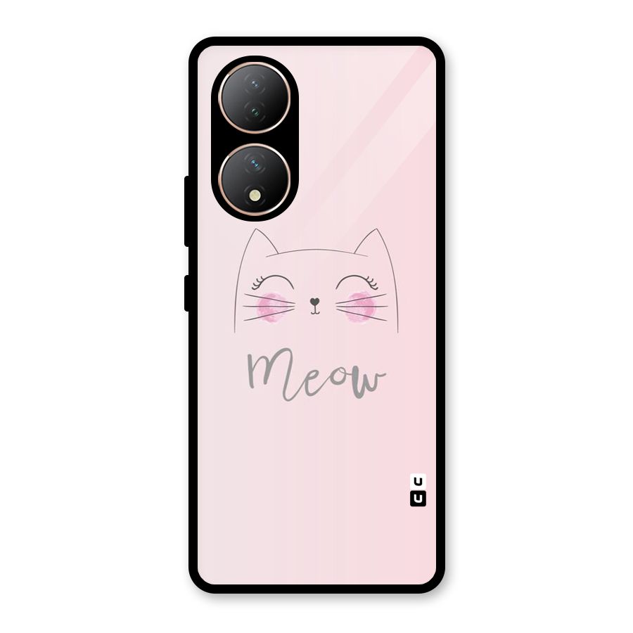 Meow Pink Glass Back Case for Vivo Y100A