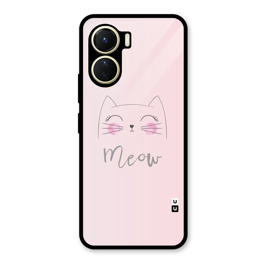 Meow Pink Glass Back Case for Vivo Y16