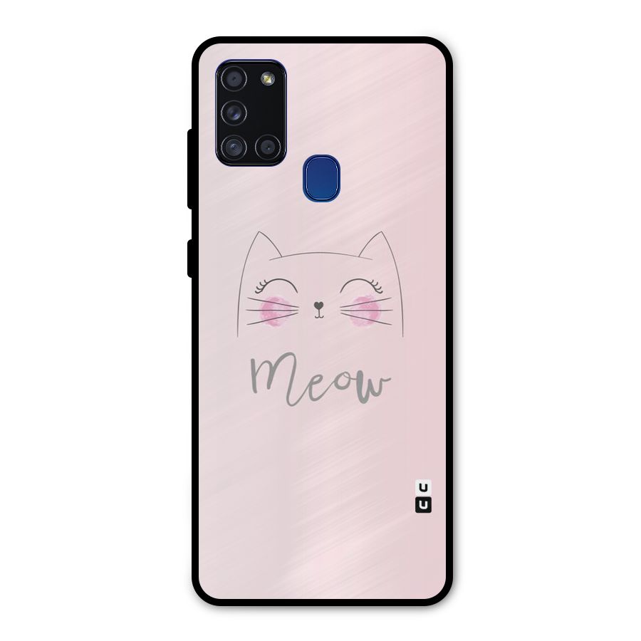 Meow Pink Metal Back Case for Galaxy A21s