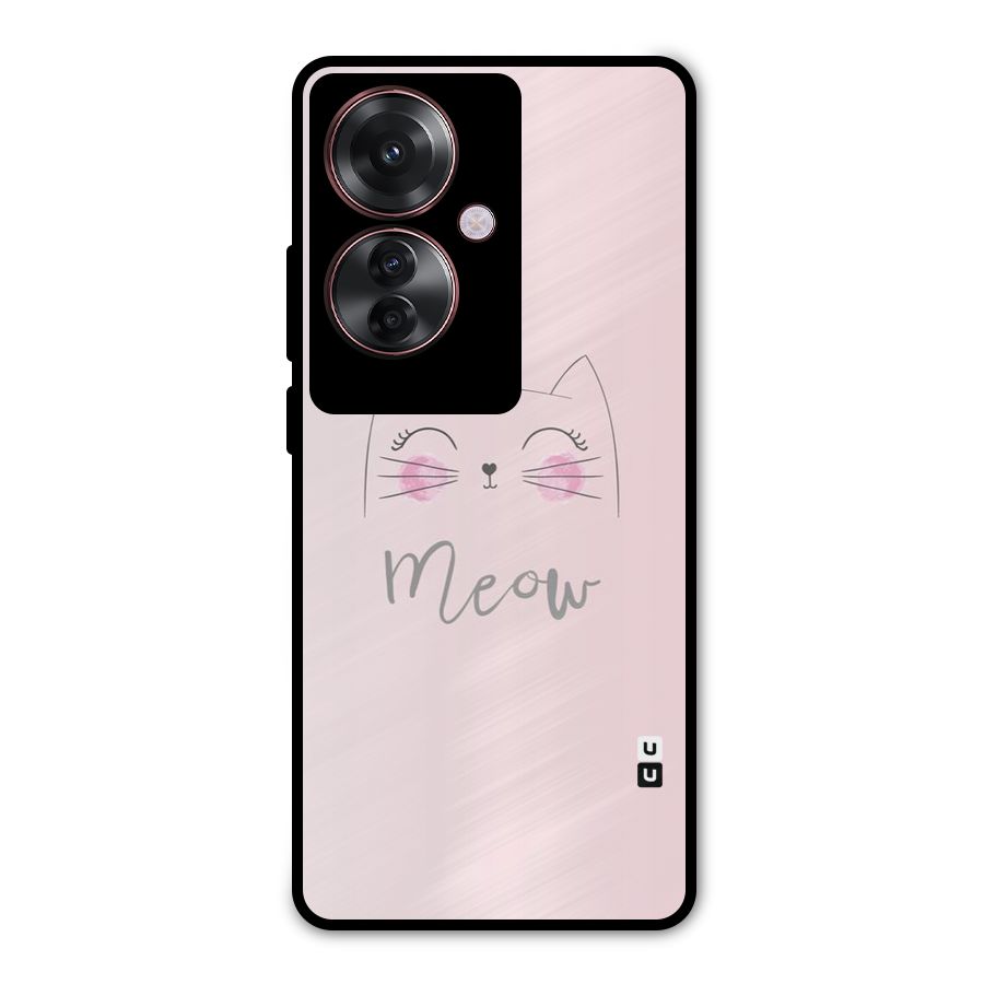 Meow Pink Metal Back Case for Oppo F25 Pro