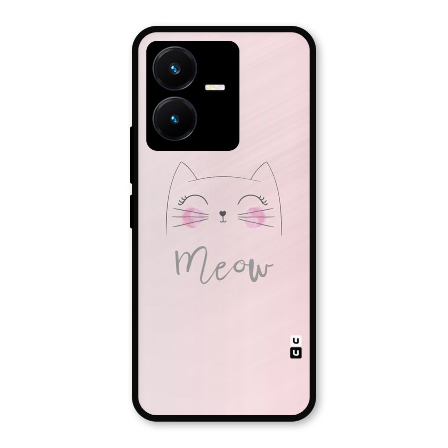 Meow Pink Metal Back Case for Vivo Y22