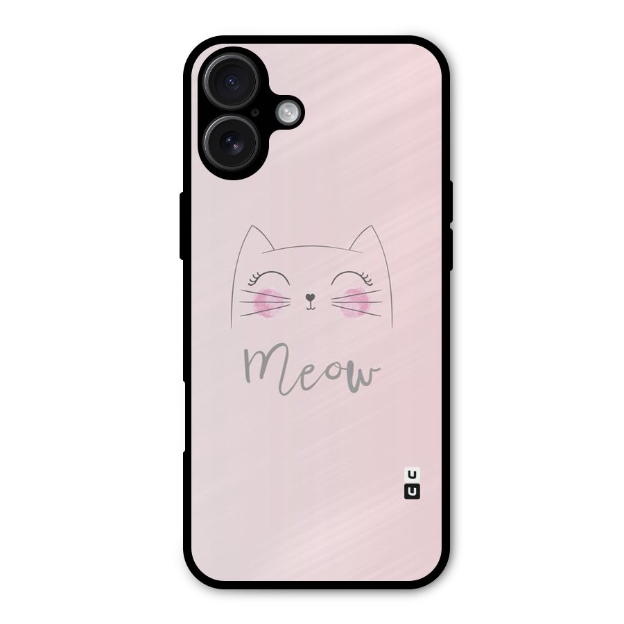 Meow Pink Metal Back Case for iPhone 16 Plus