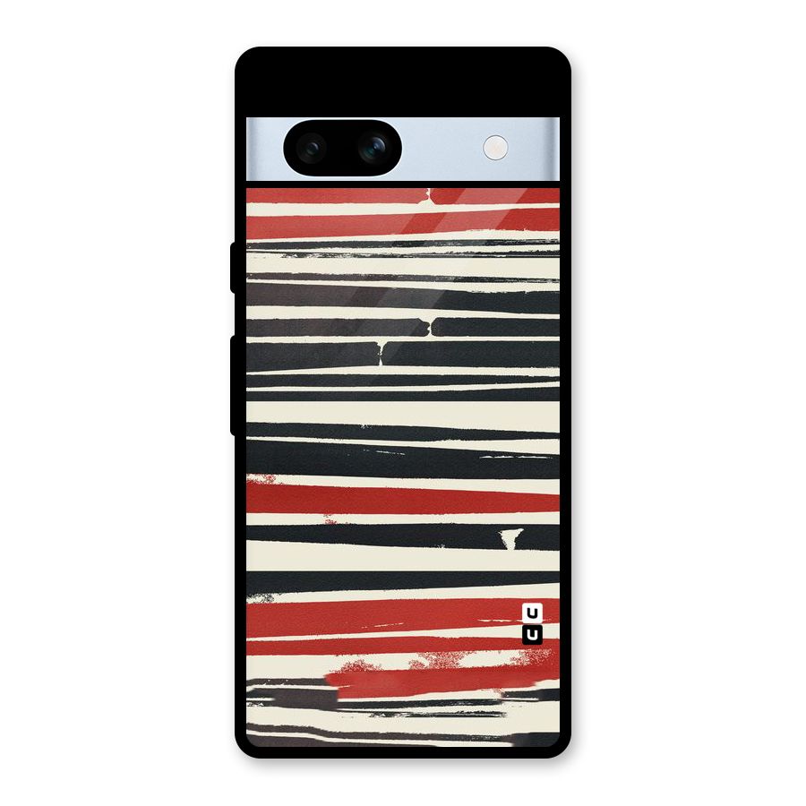 Messy Vintage Stripes Glass Back Case for Google Pixel 7a
