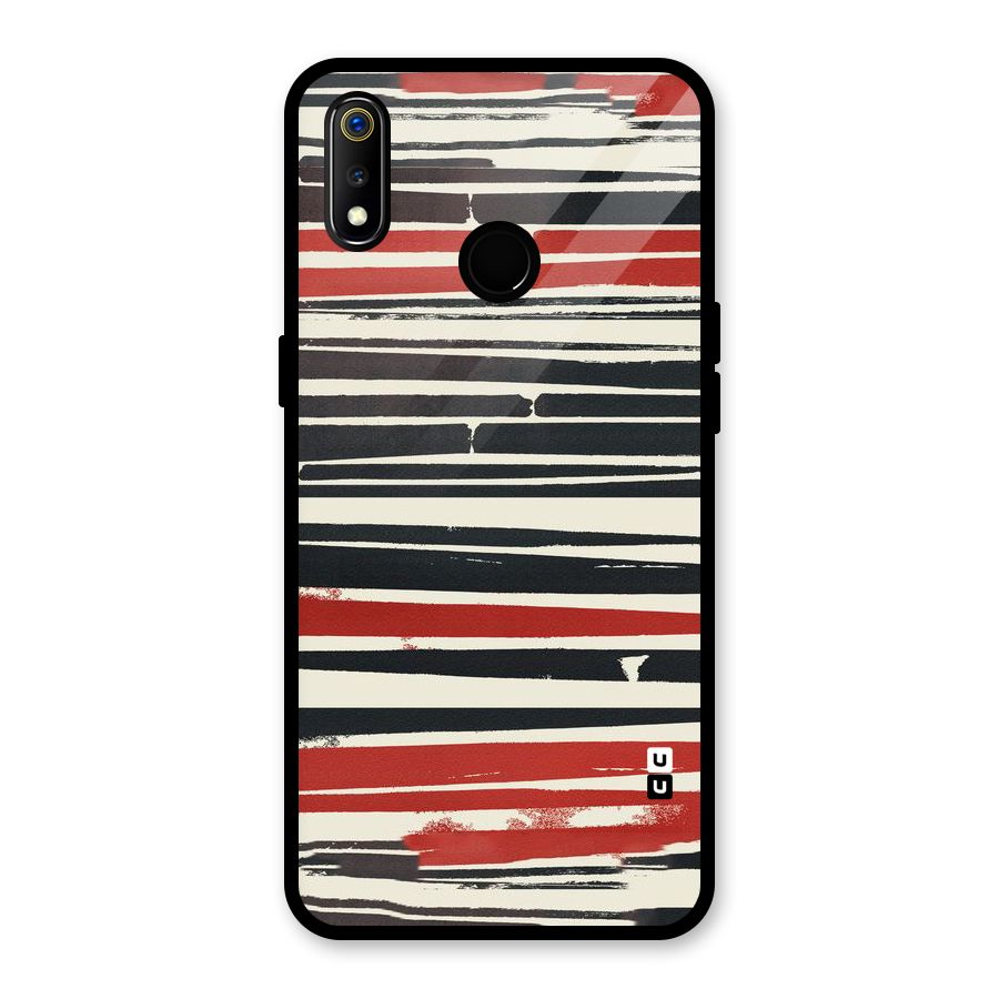 Messy Vintage Stripes Glass Back Case for Realme 3
