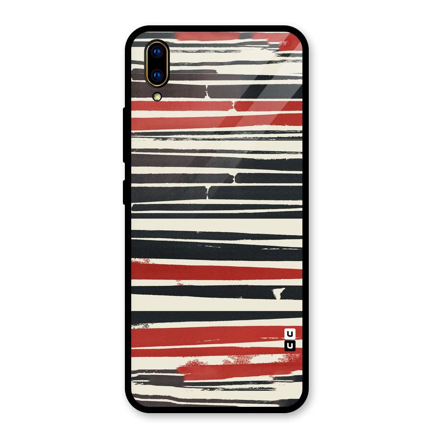 Messy Vintage Stripes Glass Back Case for Vivo V11 Pro