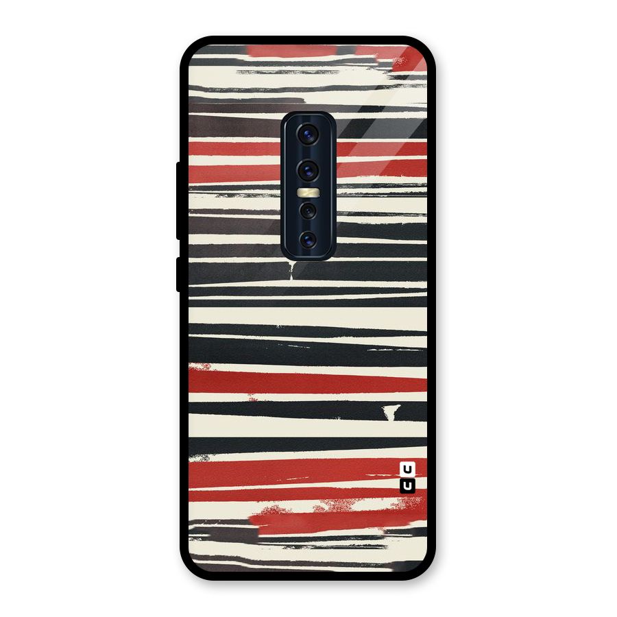 Messy Vintage Stripes Glass Back Case for Vivo V17 Pro