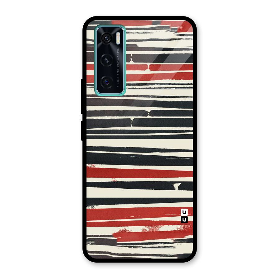 Messy Vintage Stripes Glass Back Case for Vivo V20 SE