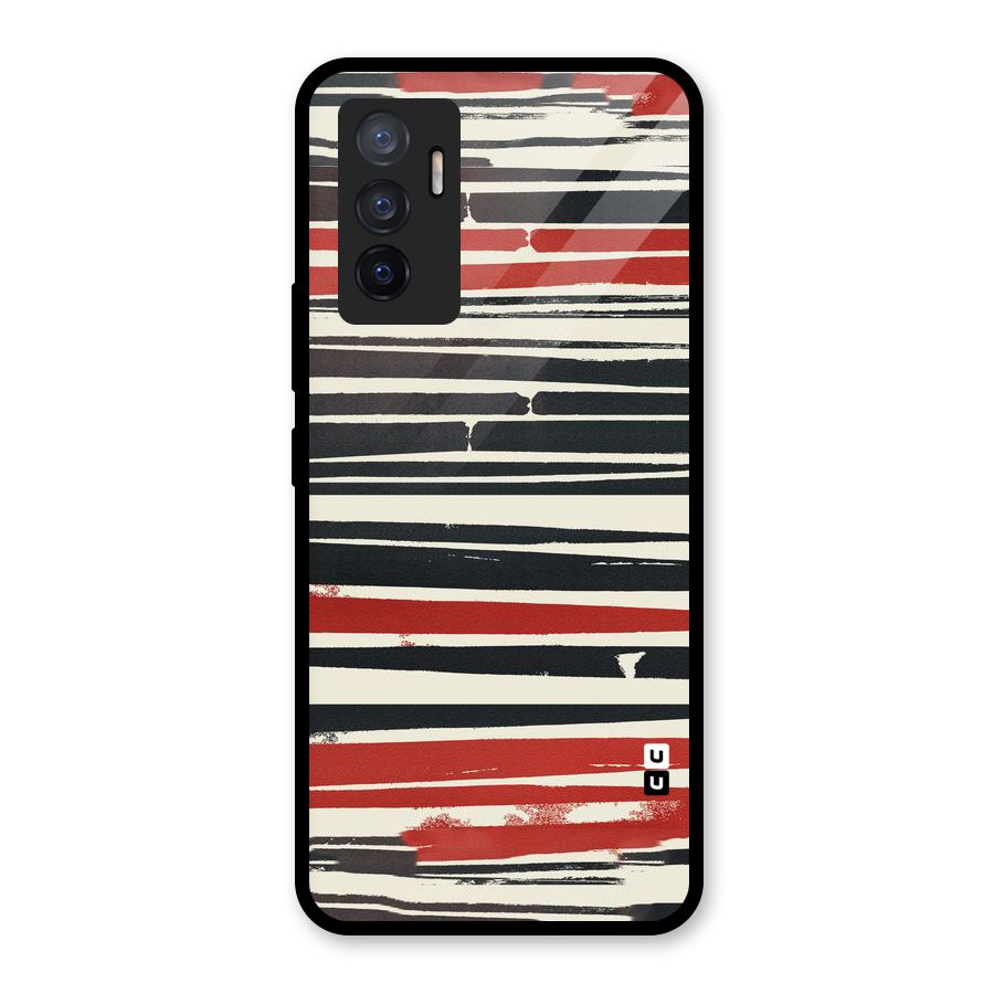 Messy Vintage Stripes Glass Back Case for Vivo V23e