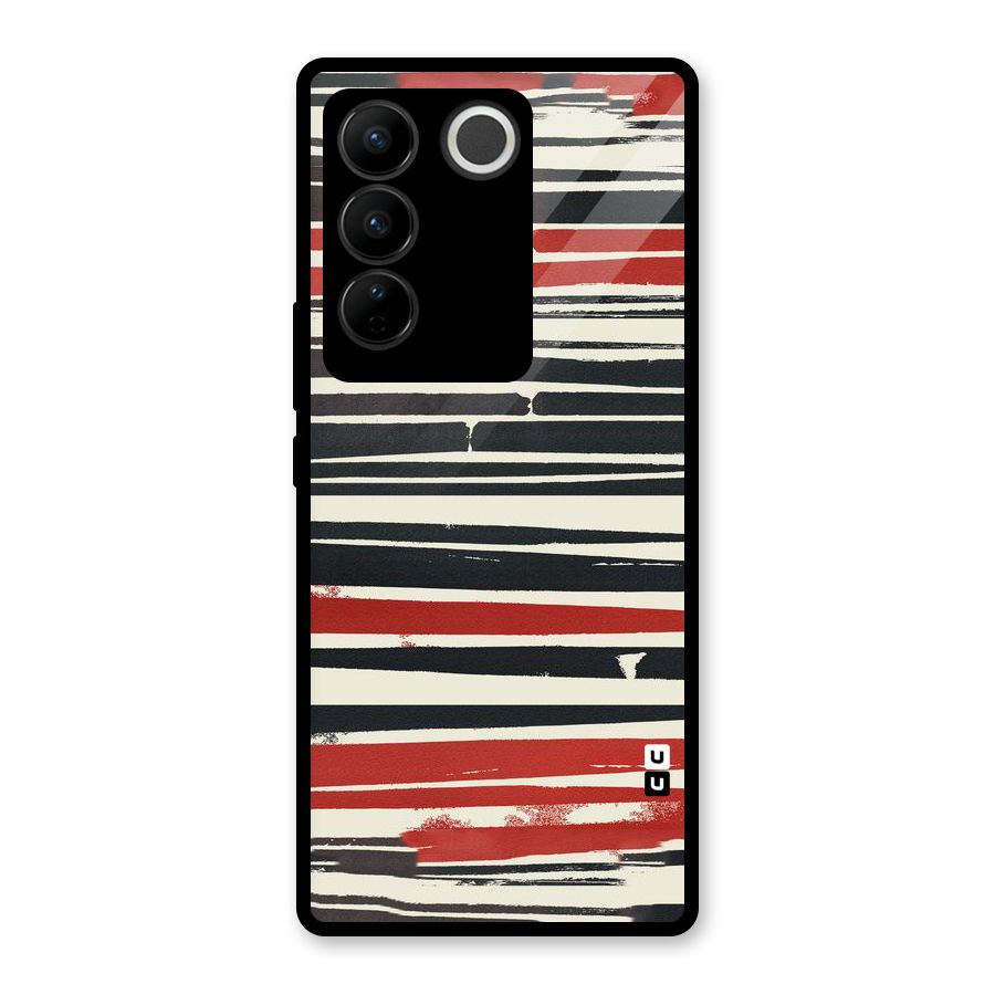 Messy Vintage Stripes Glass Back Case for Vivo V27