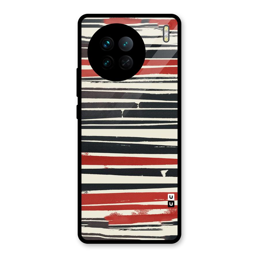 Messy Vintage Stripes Glass Back Case for Vivo X90