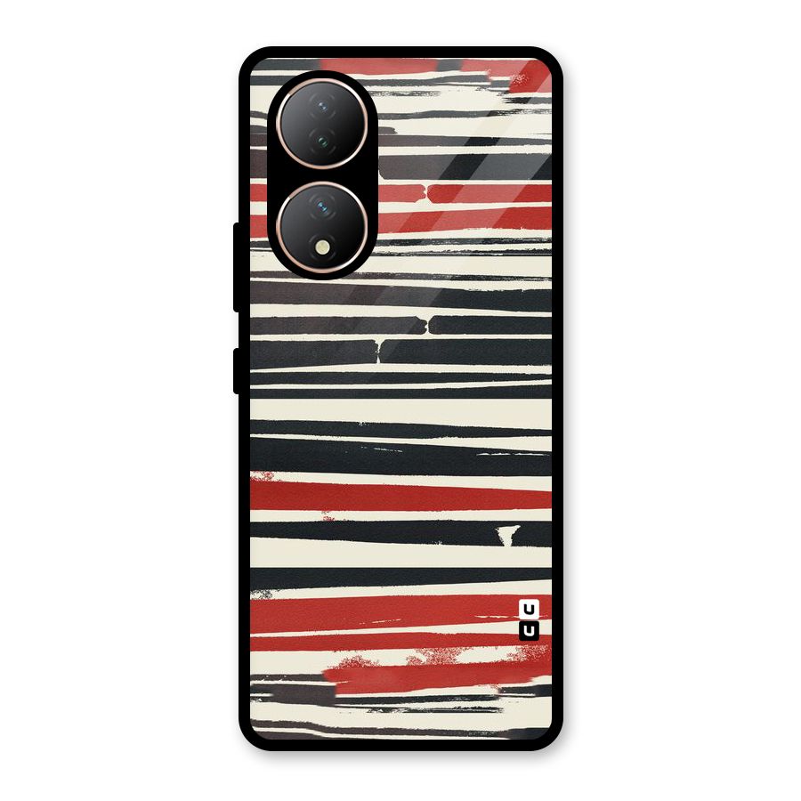 Messy Vintage Stripes Glass Back Case for Vivo Y100A