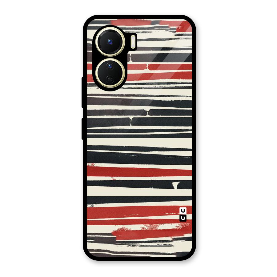 Messy Vintage Stripes Glass Back Case for Vivo Y16