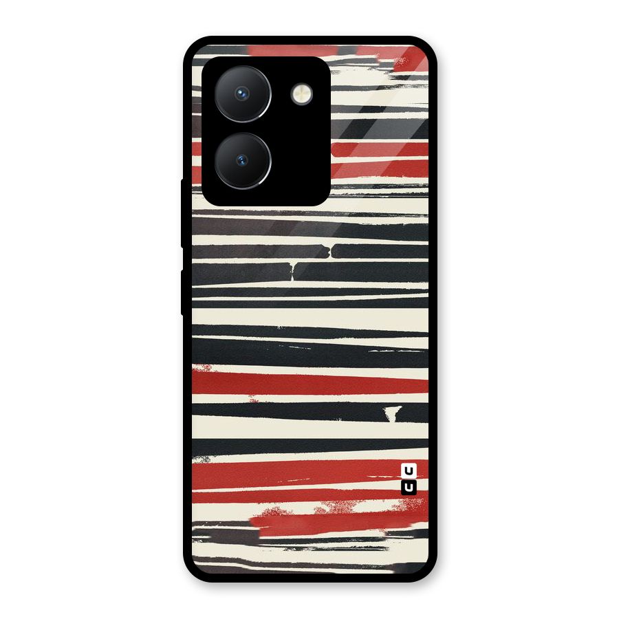 Messy Vintage Stripes Glass Back Case for Vivo Y36