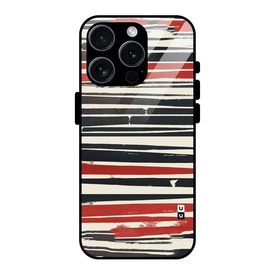Messy Vintage Stripes Glass Back Case for iPhone 15 Pro