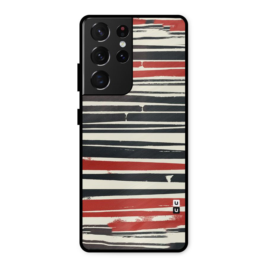Messy Vintage Stripes Metal Back Case for Galaxy S21 Ultra 5G
