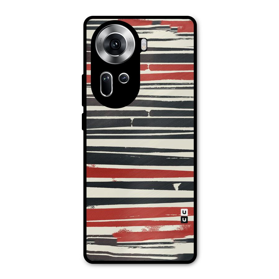 Messy Vintage Stripes Metal Back Case for Oppo Reno11 5G