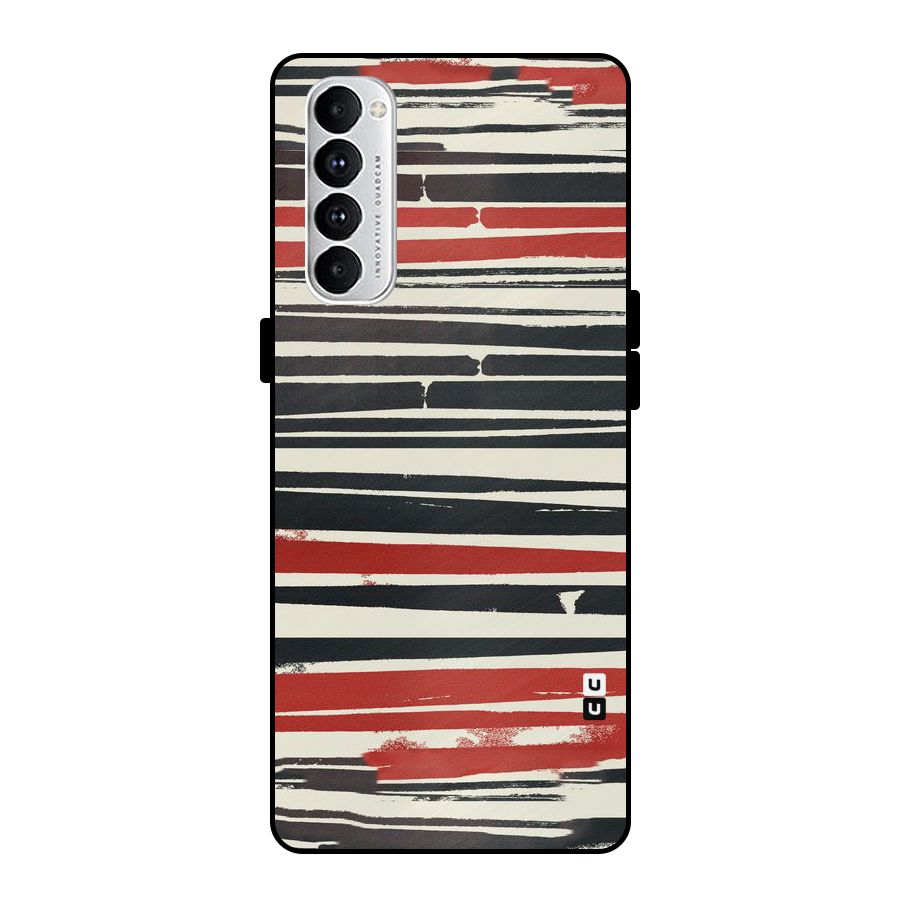 Messy Vintage Stripes Metal Back Case for Oppo Reno4 Pro