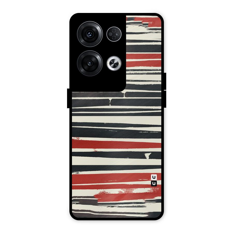 Messy Vintage Stripes Metal Back Case for Oppo Reno8 Pro 5G