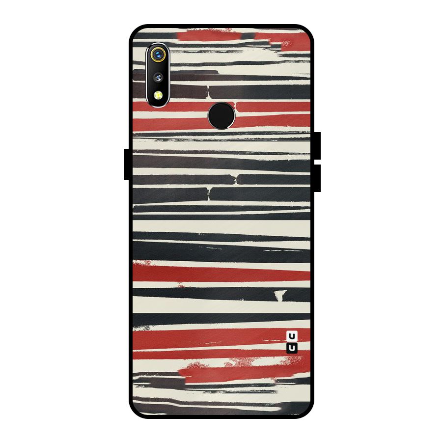 Messy Vintage Stripes Metal Back Case for Realme 3