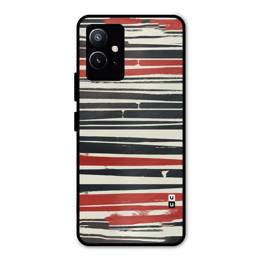 Messy Vintage Stripes Metal Back Case for Vivo T1 5G