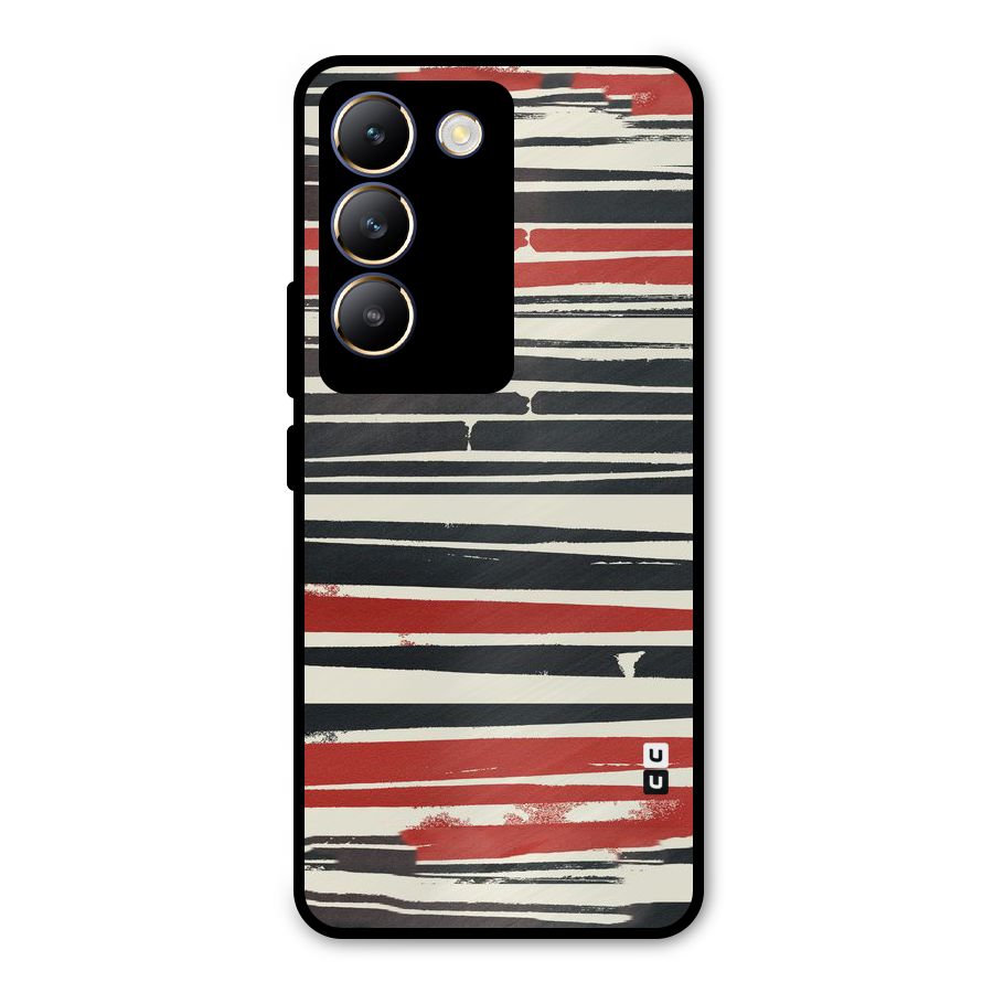 Messy Vintage Stripes Metal Back Case for Vivo T3 5G