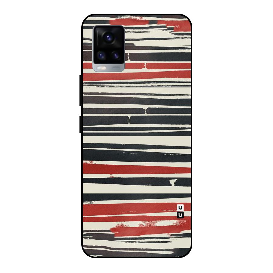 Messy Vintage Stripes Metal Back Case for Vivo V20 2021