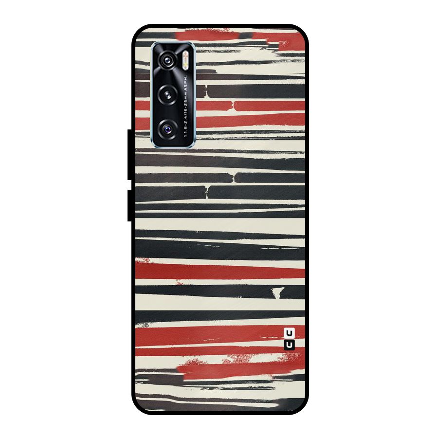 Messy Vintage Stripes Metal Back Case for Vivo V20 SE