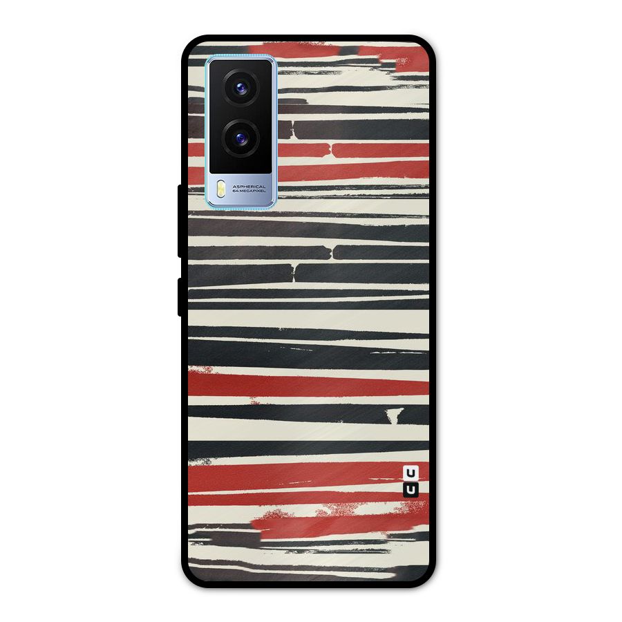 Messy Vintage Stripes Metal Back Case for Vivo V21e 5G