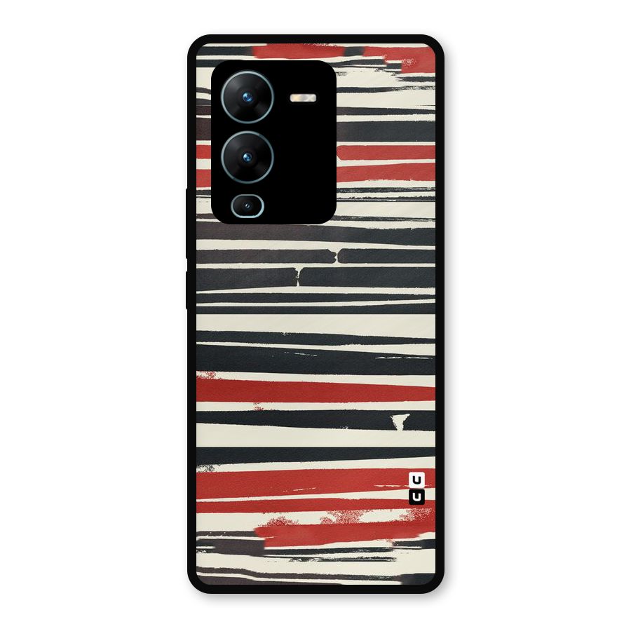 Messy Vintage Stripes Metal Back Case for Vivo V25 Pro