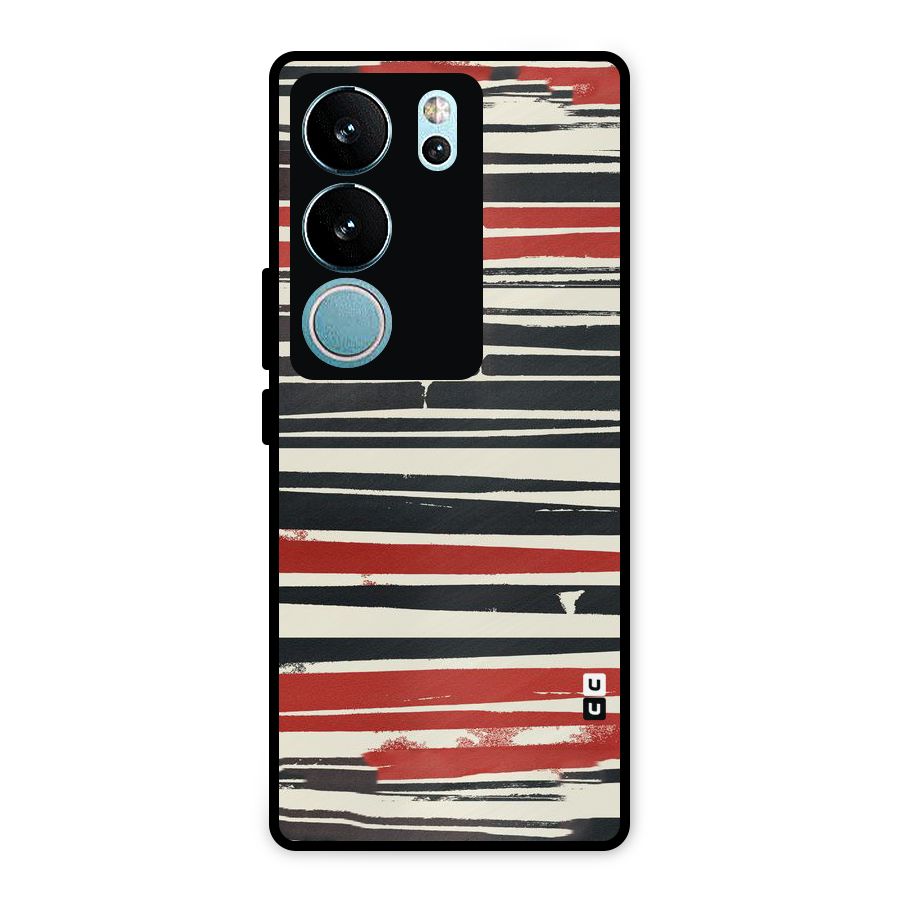 Messy Vintage Stripes Metal Back Case for Vivo V29