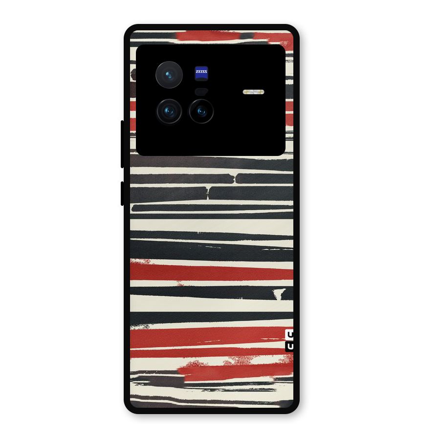 Messy Vintage Stripes Metal Back Case for Vivo X80
