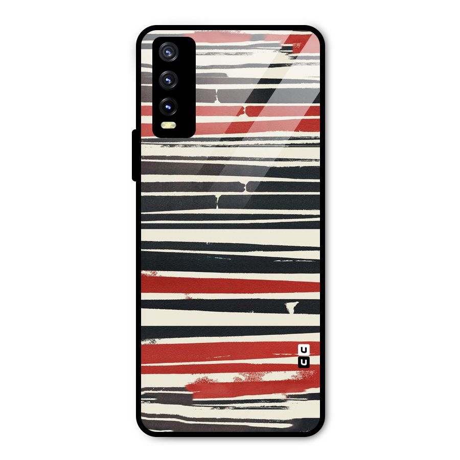 Messy Vintage Stripes Metal Back Case for Vivo Y20 2021