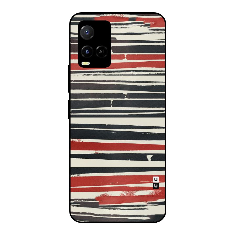 Messy Vintage Stripes Metal Back Case for Vivo Y21A