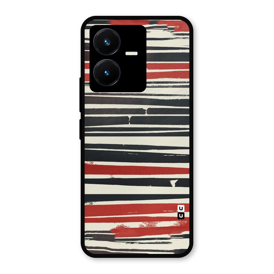 Messy Vintage Stripes Metal Back Case for Vivo Y22