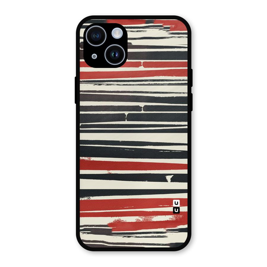 Messy Vintage Stripes Metal Back Case for iPhone 14