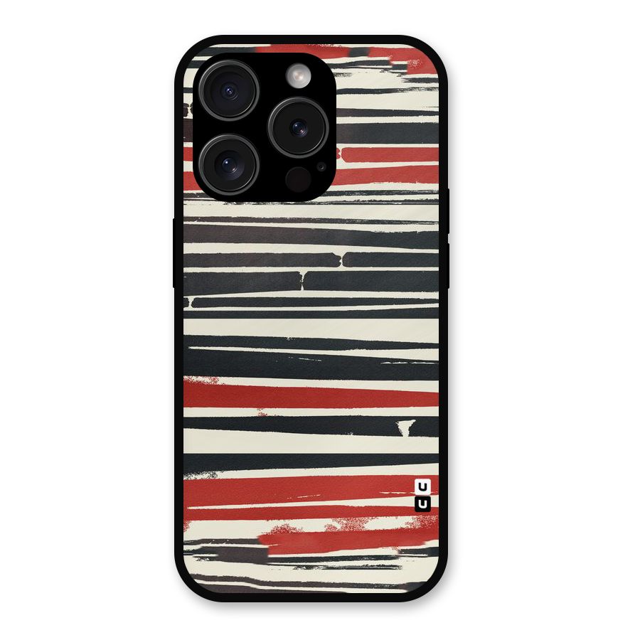 Messy Vintage Stripes Metal Back Case for iPhone 15 Pro