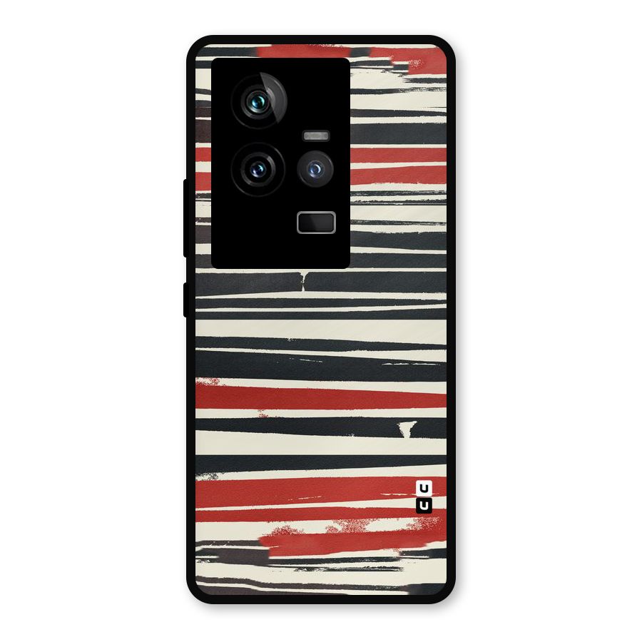 Messy Vintage Stripes Metal Back Case for iQOO 11 5G
