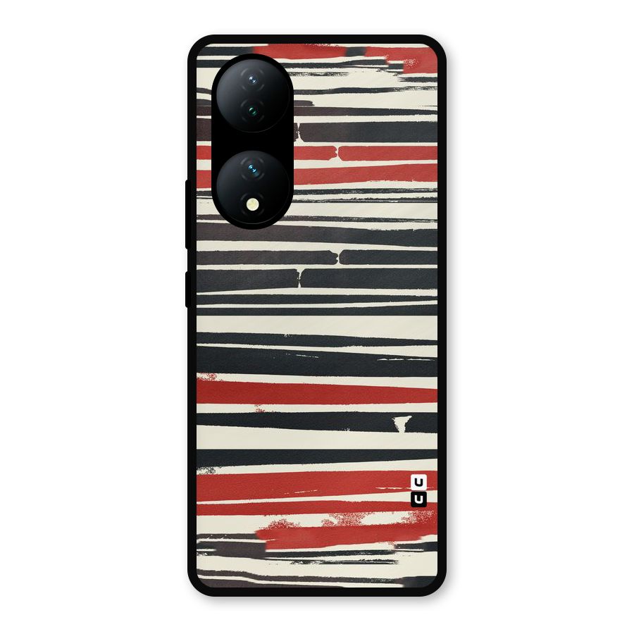 Messy Vintage Stripes Metal Back Case for iQOO Z7s