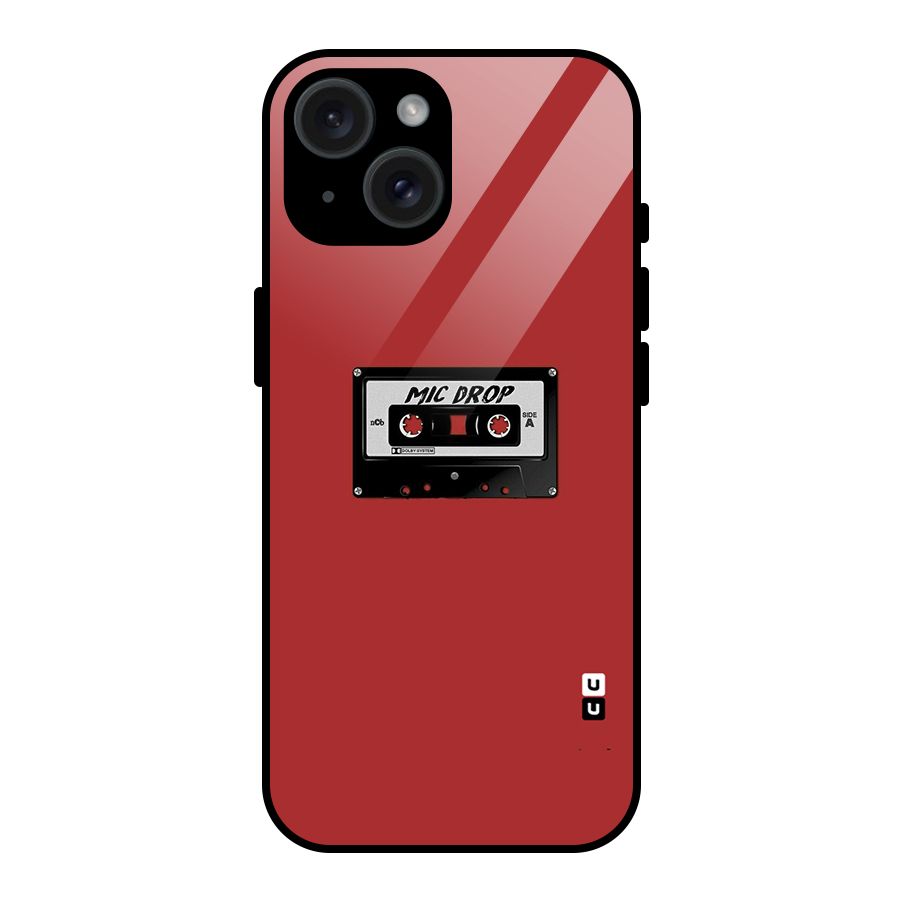 Mic Drop Cassette Minimalistic Glass Back Case for iPhone 15