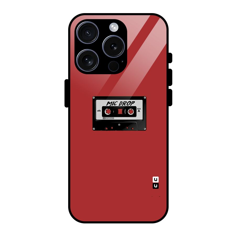 Mic Drop Cassette Minimalistic Glass Back Case for iPhone 15 Pro